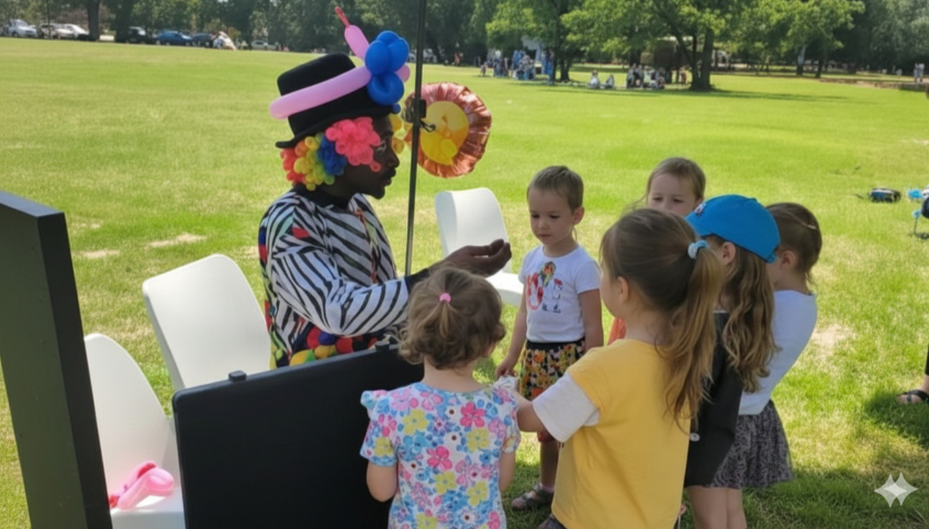 Chocolate the Magician performing at a kids birthday party in Sandton Johannesburg